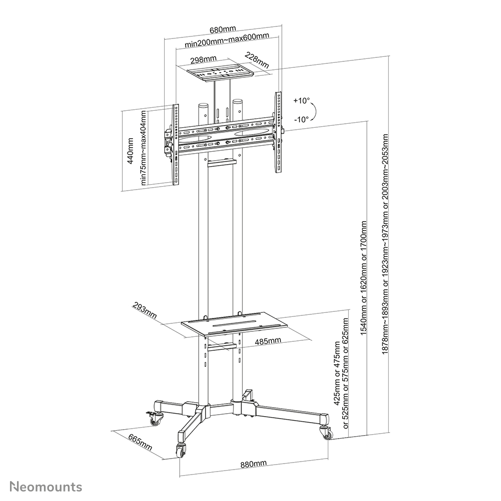 Neomounts PLASMA-M1700E Carro para TV 32-70"